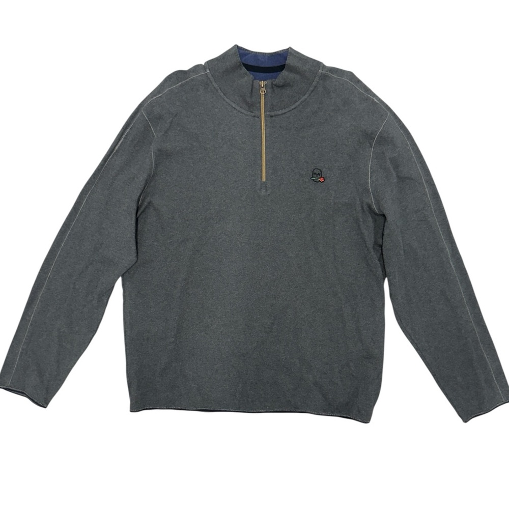 Robert Graham Mens 2XL Gray Long Sleeve Sweater Quarter‎ Zip Pullover NWOT